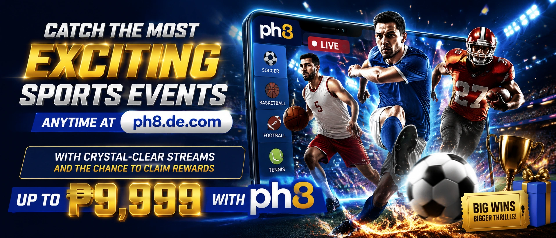 PH8 homepage visual showing a premium casino lobby scene