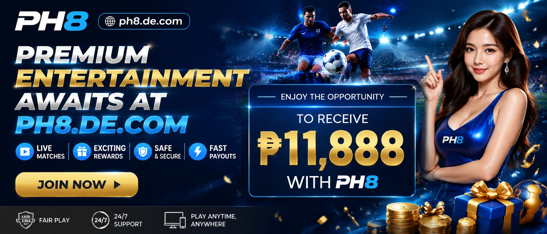 PH8 game lobby visual with bright casino interface
