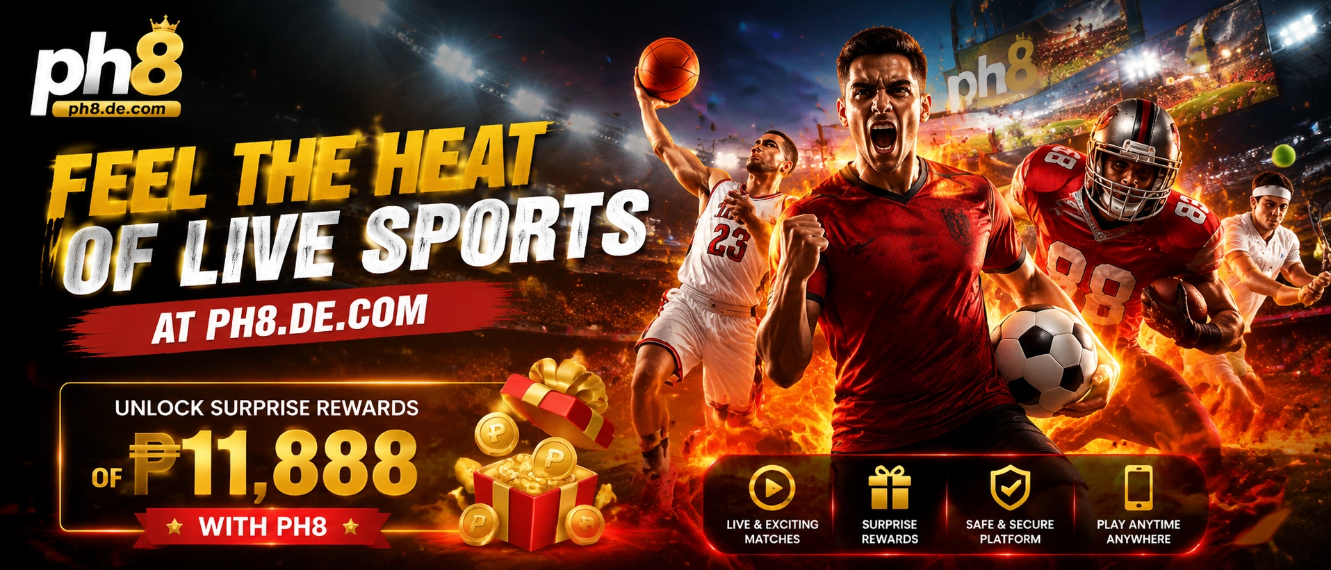 PH8 Sports live action themed visual card